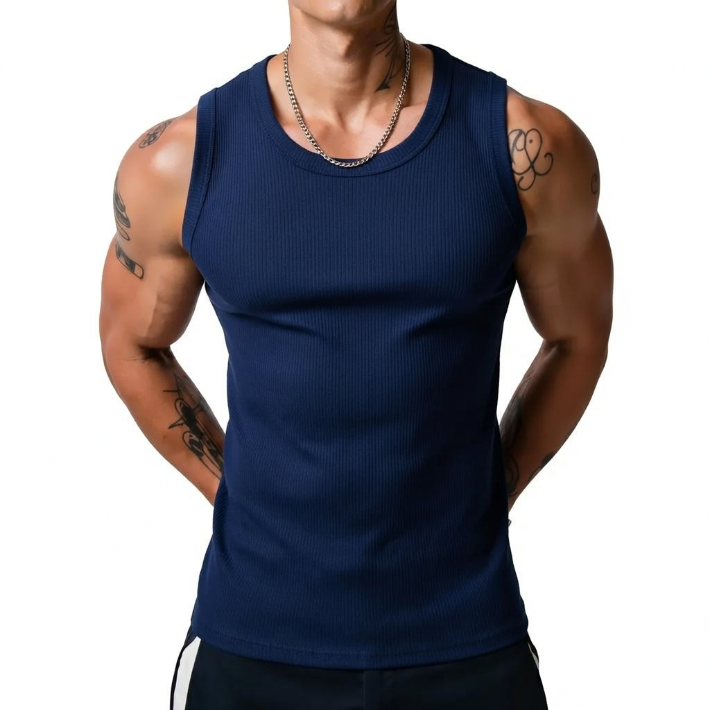 Men’s Wide Strap Ribbed Tank Top