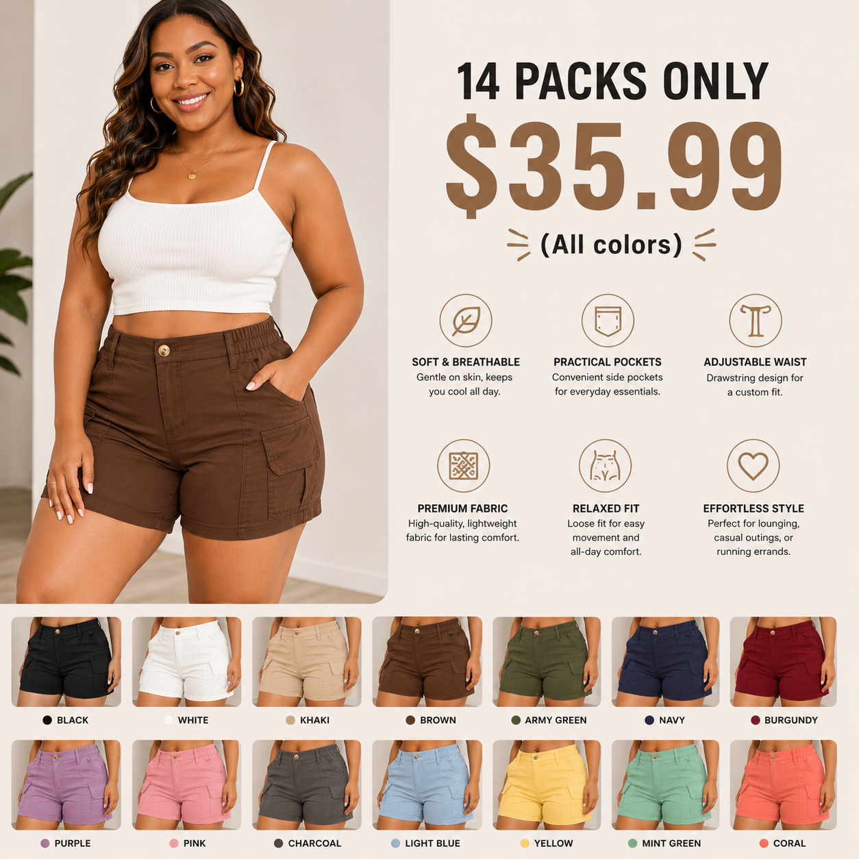 ⚡Final Limited-Time Offer⚡ – Women's New Summer Cargo Shorts