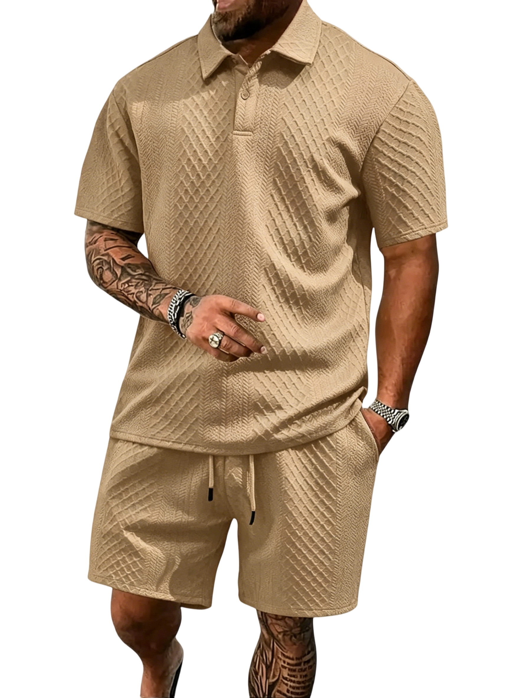 Men's Polo Shirt and Drawstring Shorts Set