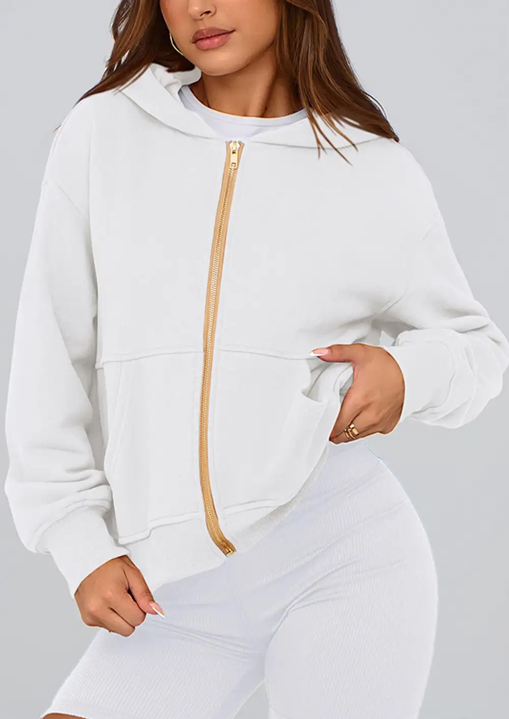 Hoodies ForWomen Sweatshirt Zip Up HoodieFall Fashion Trendy Long SleeveJackets Winter Clothing Outfits