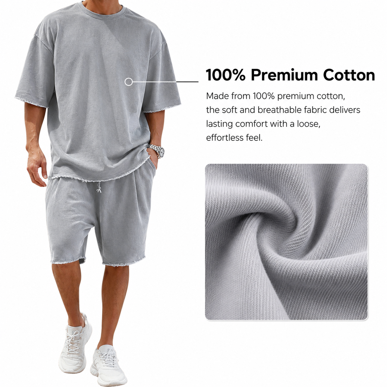 🔥Casual Loose Fit Solid Sports Sets Sweat Suit Textured Sweatsuit🎉