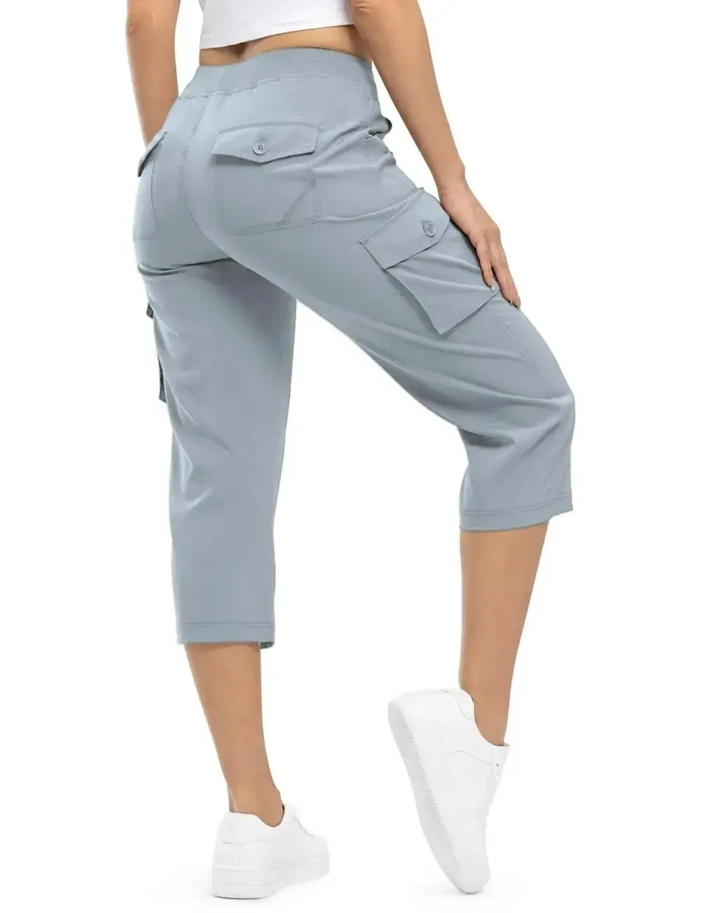 🔥Last day promotion🔥Womens Cargo Capris Lightweight Hiking Pants Shorts Cropped Cotton