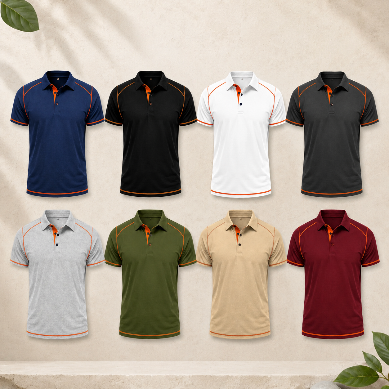 Men's Contrast Trim Polo Shirt Multipack