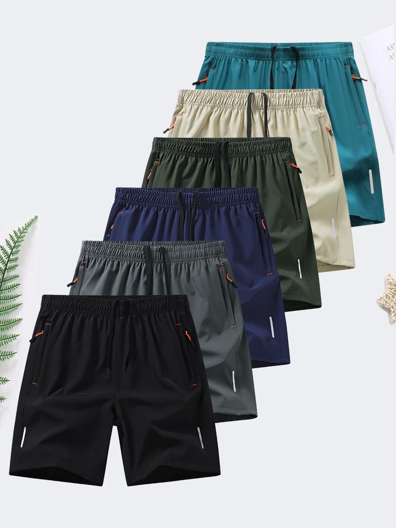 men's zipper pocket shorts, summer ice silk beach shorts