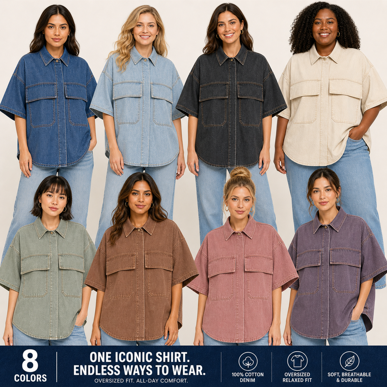 Group photo showing fit across body types