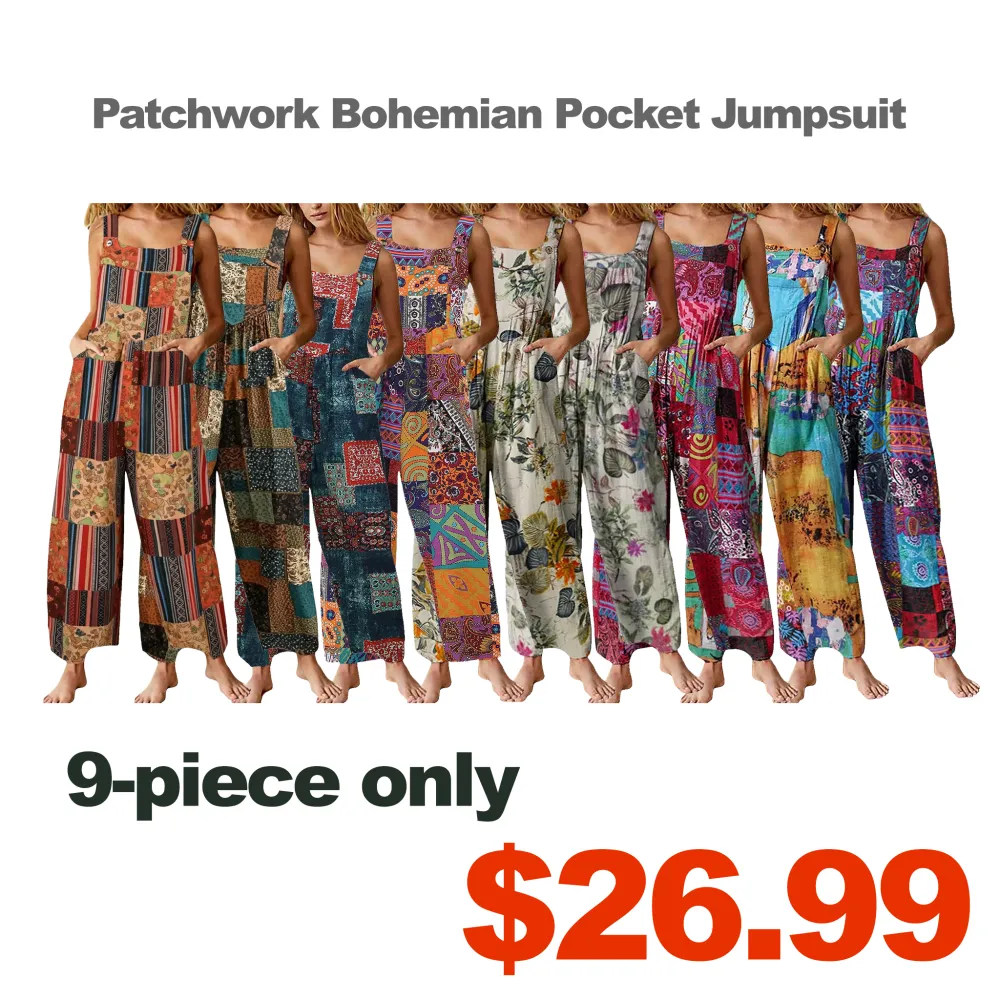 ⚡FINAL SALE⚡Patchwork Bohemian Pocket Jumpsuit