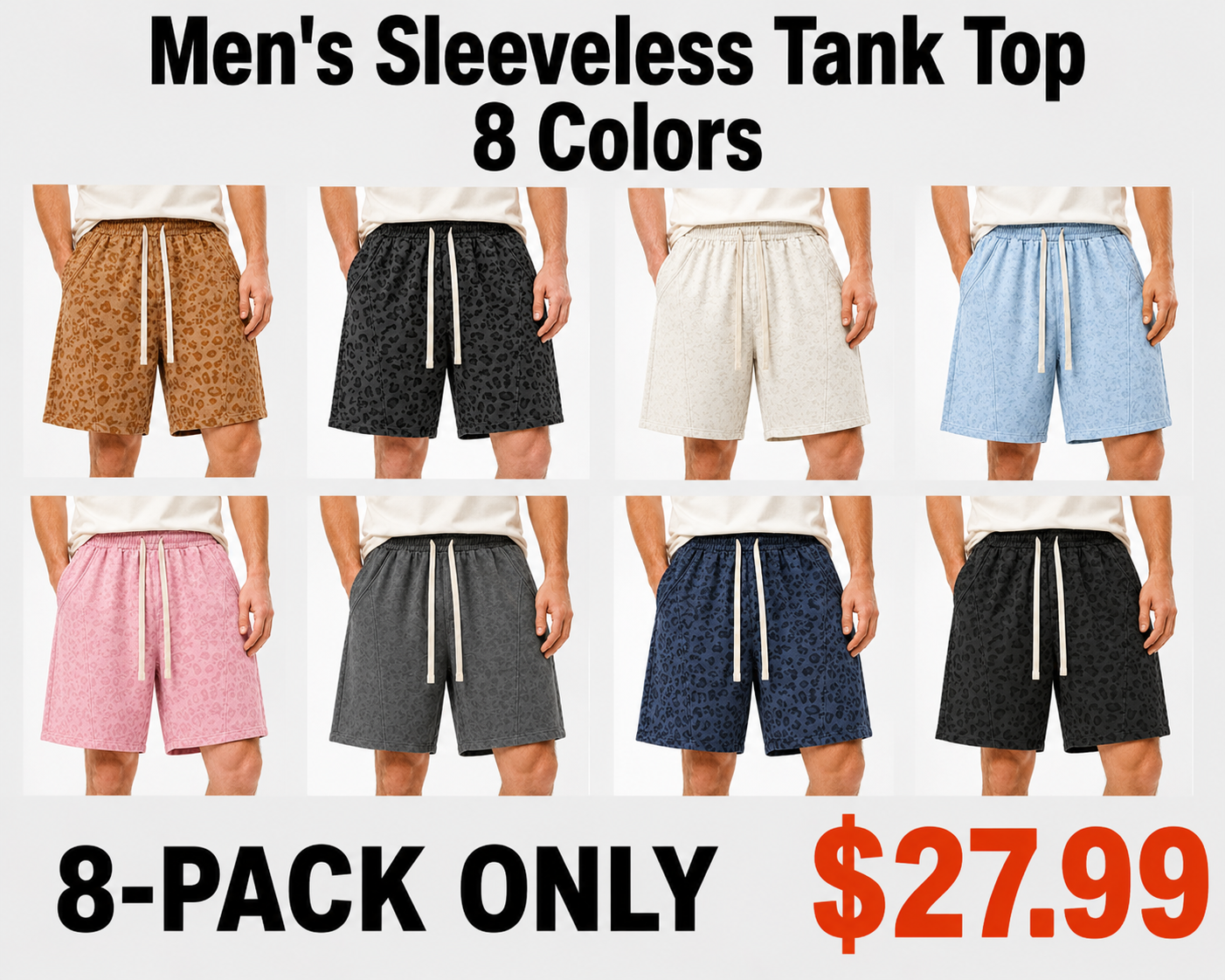 Mixed 8-pack men's casual shorts bundle