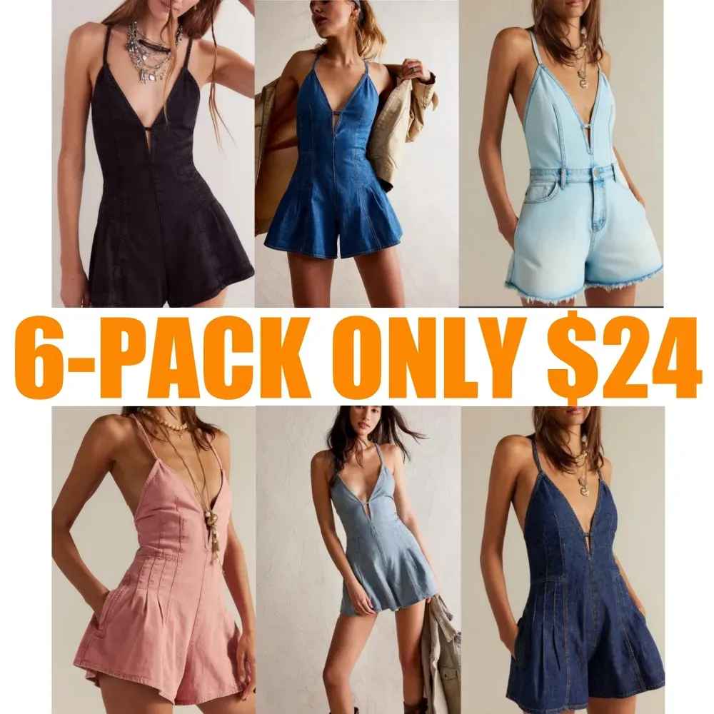 Women's Sleeveless Deep V Neck Shorts