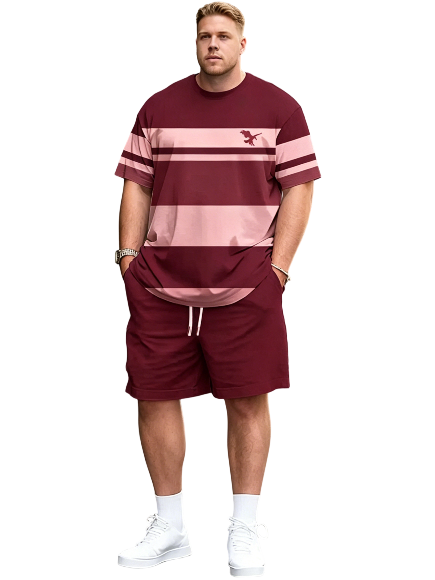 Men's Breathable 3D Print Casual Athleisure T-Shirt Shorts Set