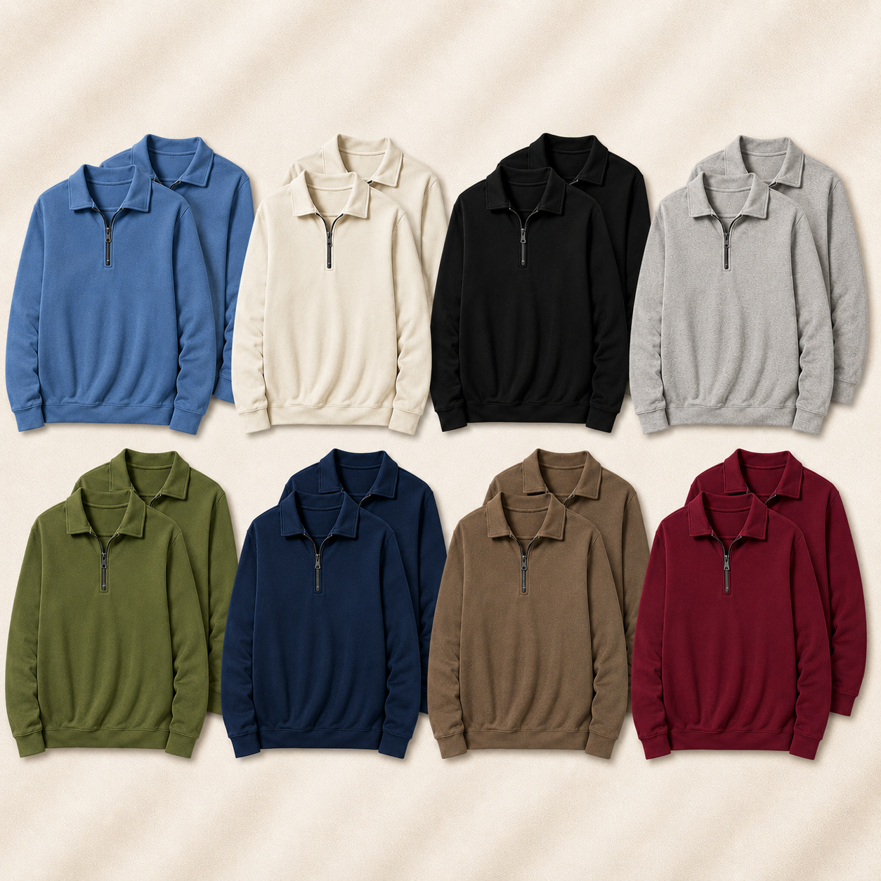 Mens Quarter Zip Pullover Sweatshirt Sets