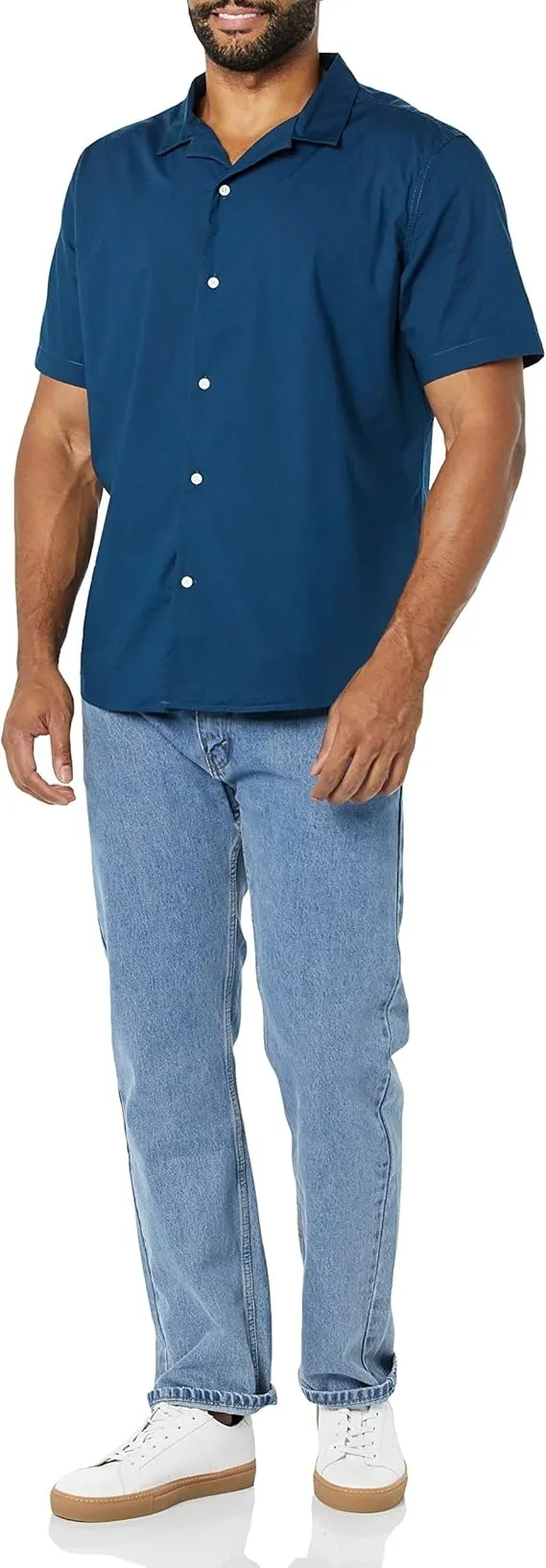 Men's Vacation Cotton Button-Down Short Sleeve Resort Shirt