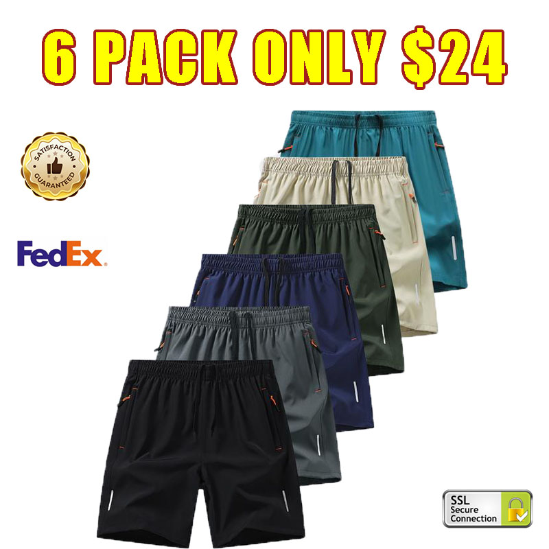 men's zipper pocket shorts, summer ice silk beach shorts