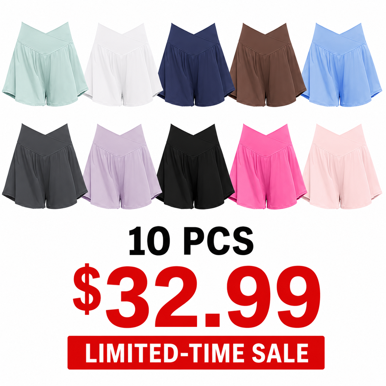 🎉Crossover Athletic Shorts for Women 2 in 1 Flowy Running Shorts with Pockets Spandex Butterfly Workout Tennis Skorts#Summervibes🔥