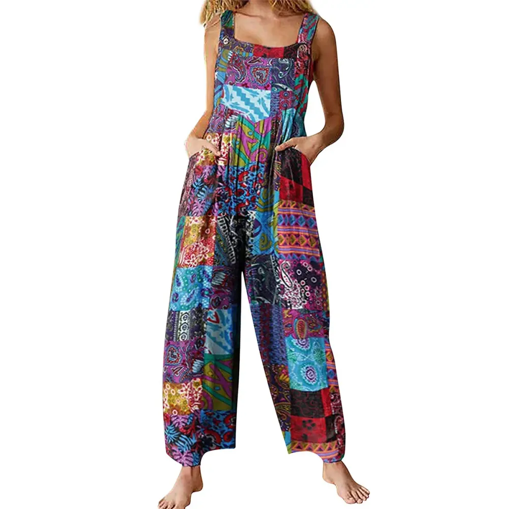 ⚡FINAL SALE⚡Patchwork Bohemian Pocket Jumpsuit