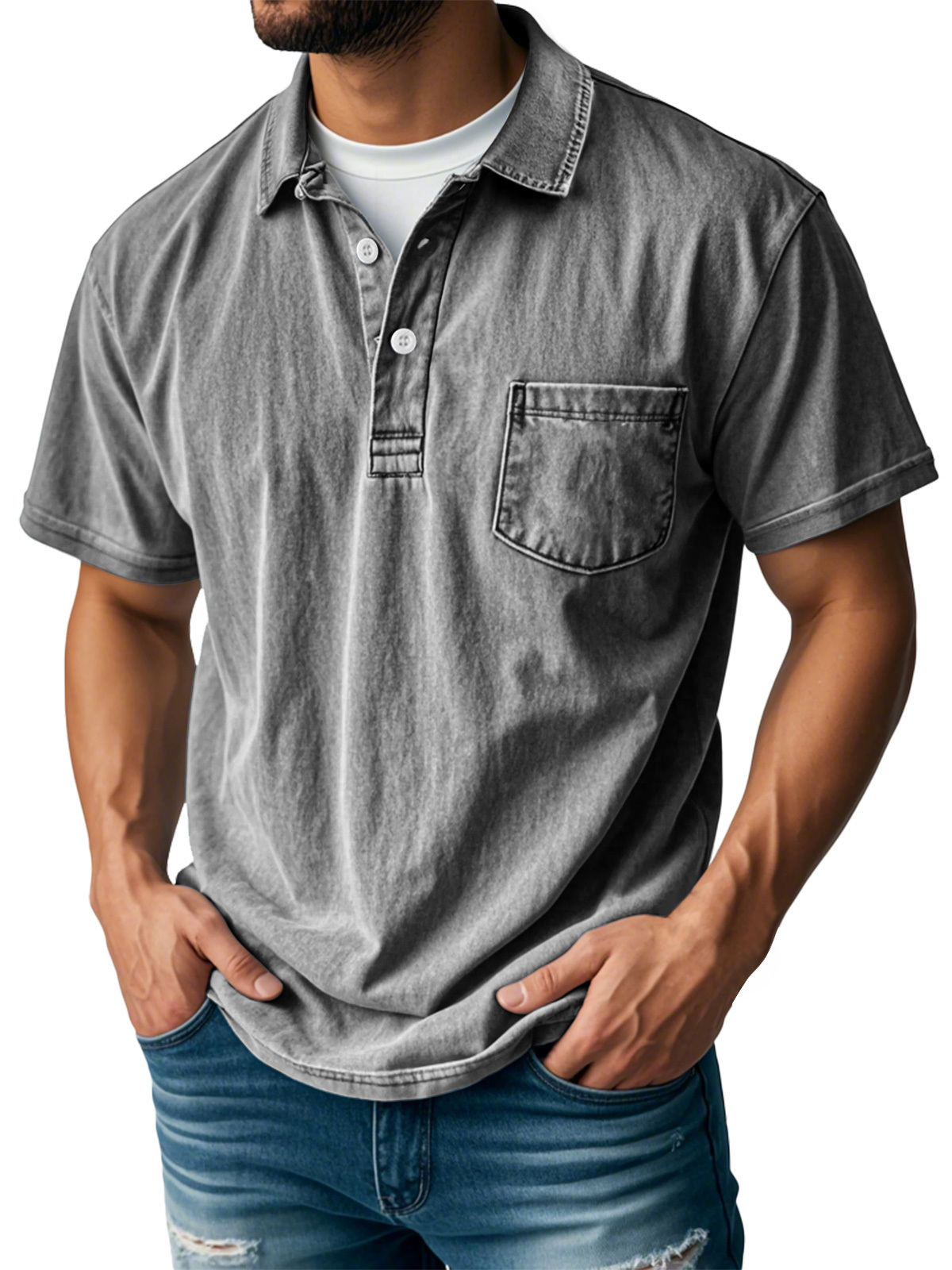🔥Last Day 89% OFF🔥Men's Retro Lapel Button Pocket Casual Short Sleeve POLO Shirt