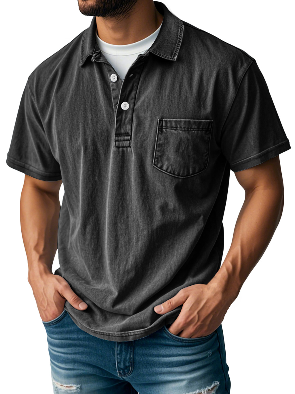 🔥Last Day 89% OFF🔥Men's Retro Lapel Button Pocket Casual Short Sleeve POLO Shirt