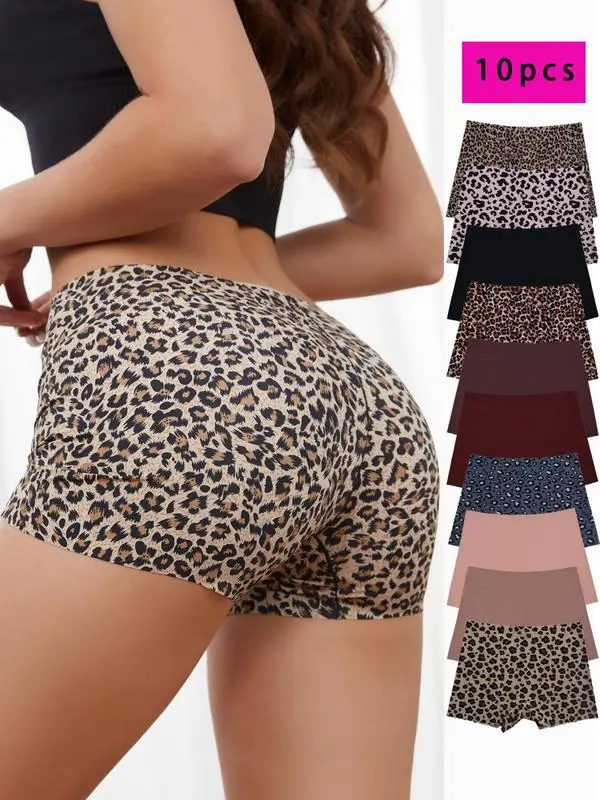 "10-Pack Women's SeamlessLeopard Print Bikini Underwear"