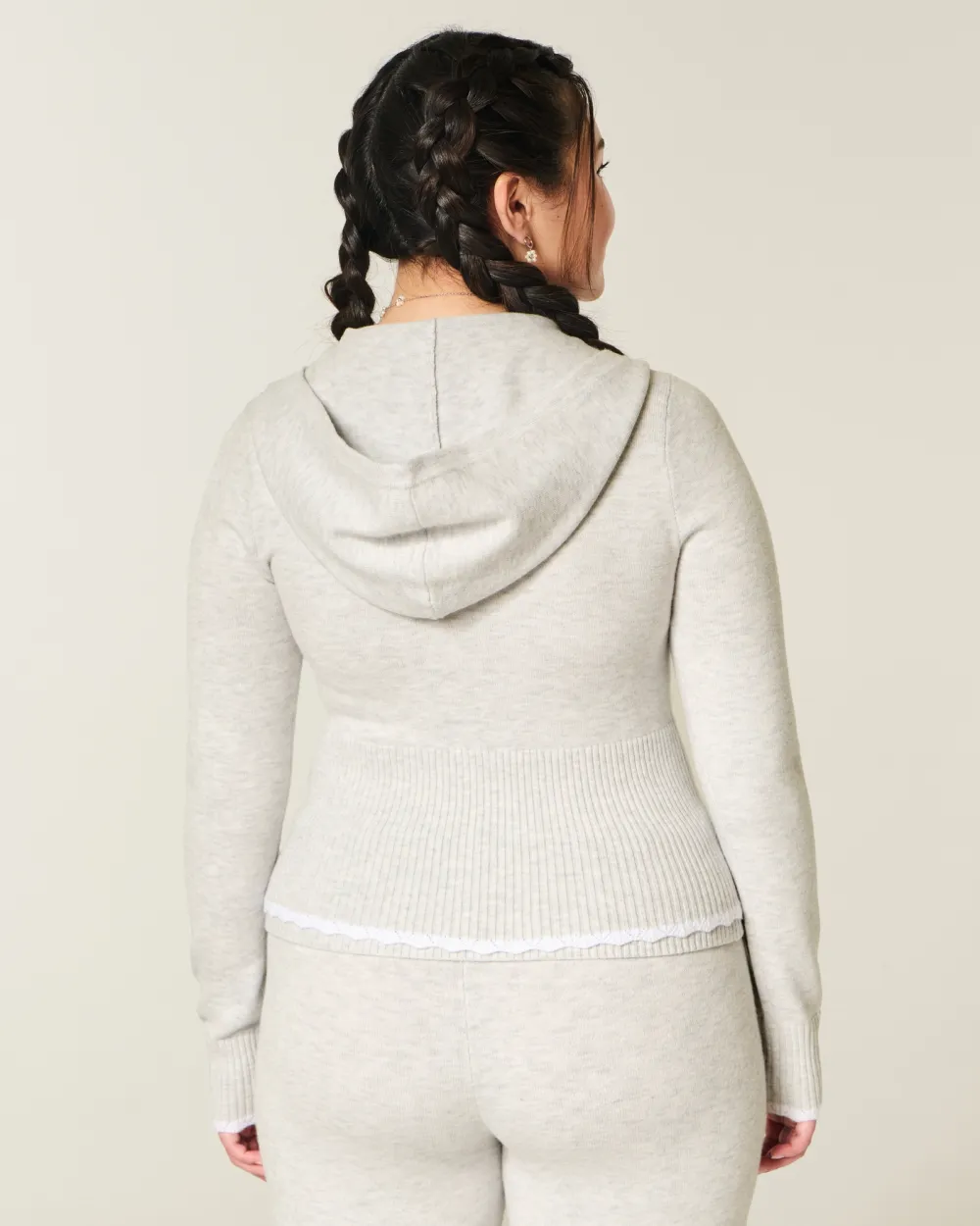 Cable-Knit Zip-Up Hoodie Sweater
