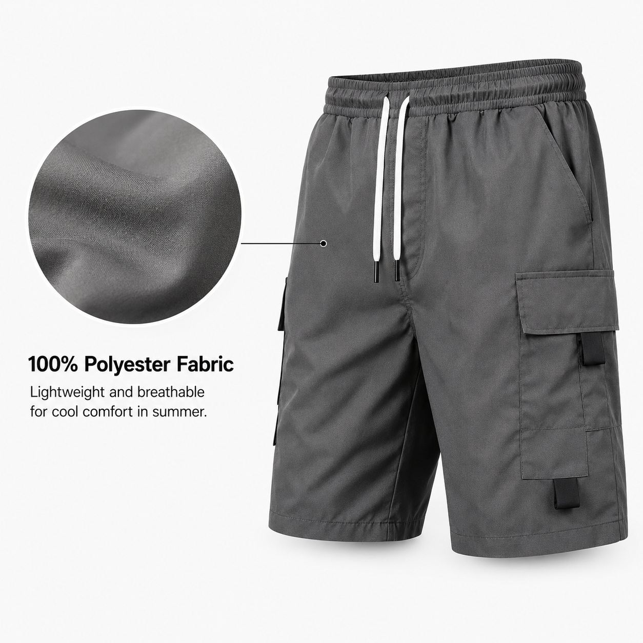 🎉Men's Casual Capri Shorts with Drawstring Waist, Large Pockets, Comfortable Fabric, Ideal for Home and Outdoors, Summer Essential🔥