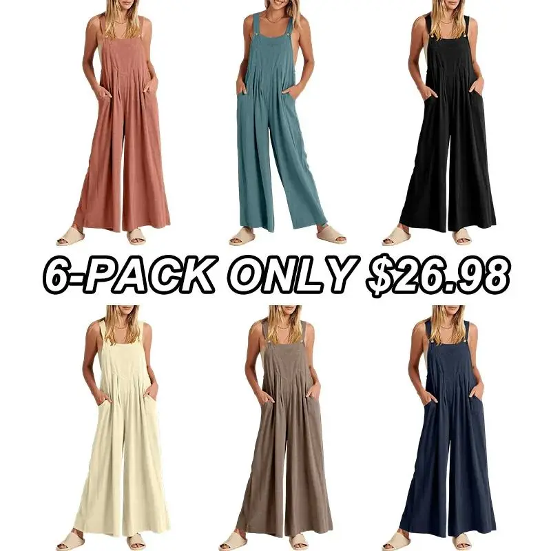 ✨Sleeveless Wide Leg Jumpsuit with Pockets