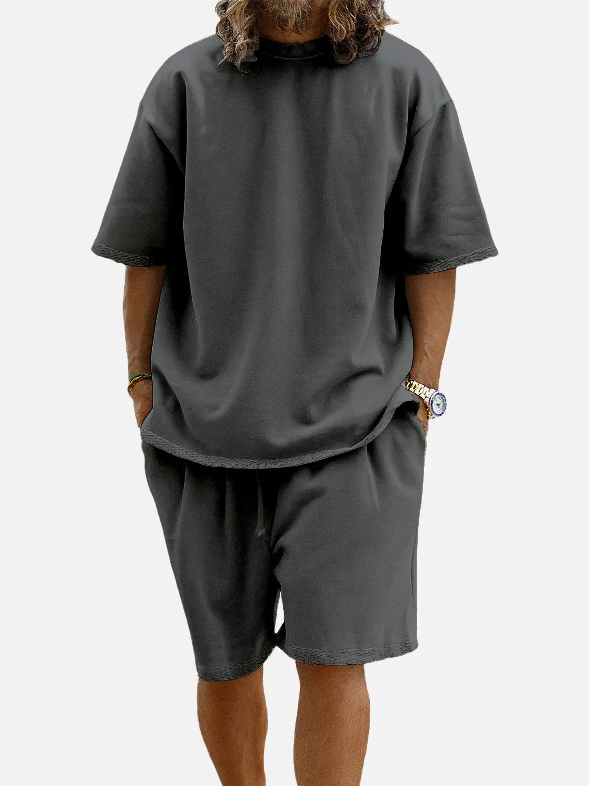 Men's Casual Two-Piece Short Sleeve Shirt and Shorts Set