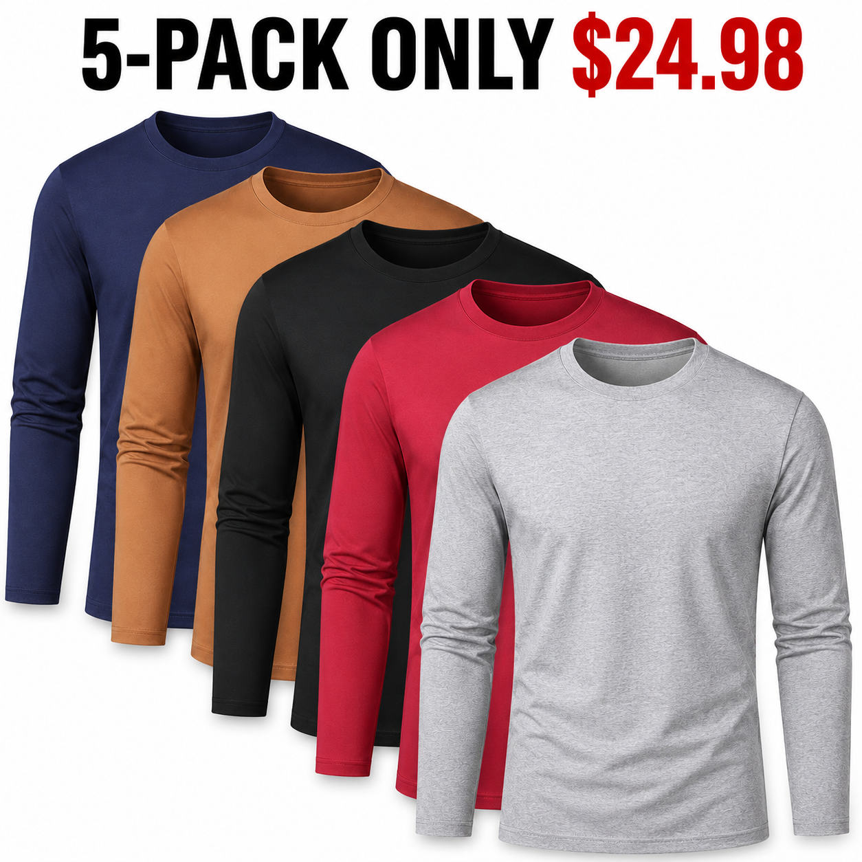 Men's Long Sleeve Casual Round Neck Tee - Regular Fit