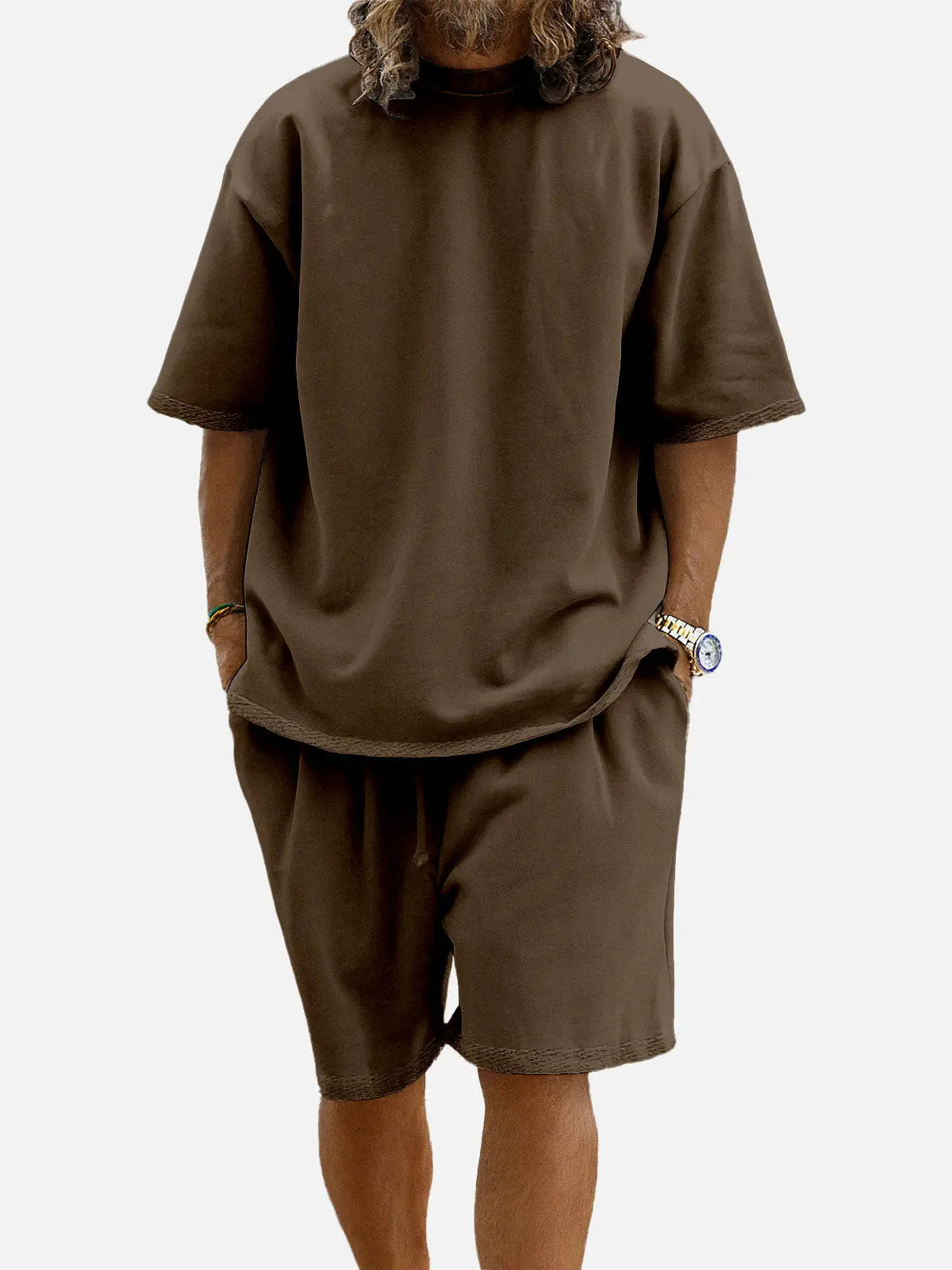 Men's Casual Two-Piece Short Sleeve Shirt and Shorts Set