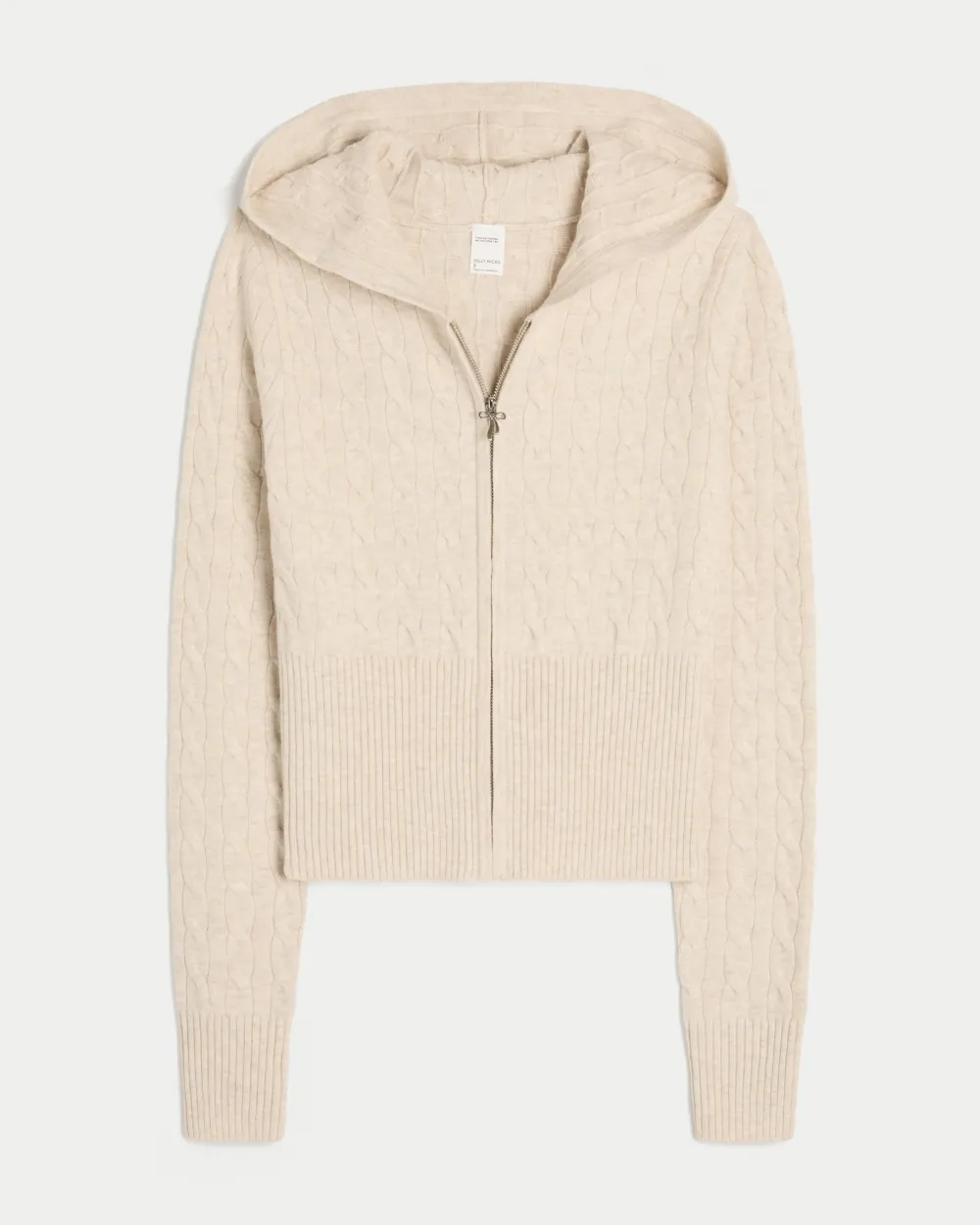 Cable-Knit Zip-Up Hoodie Sweater