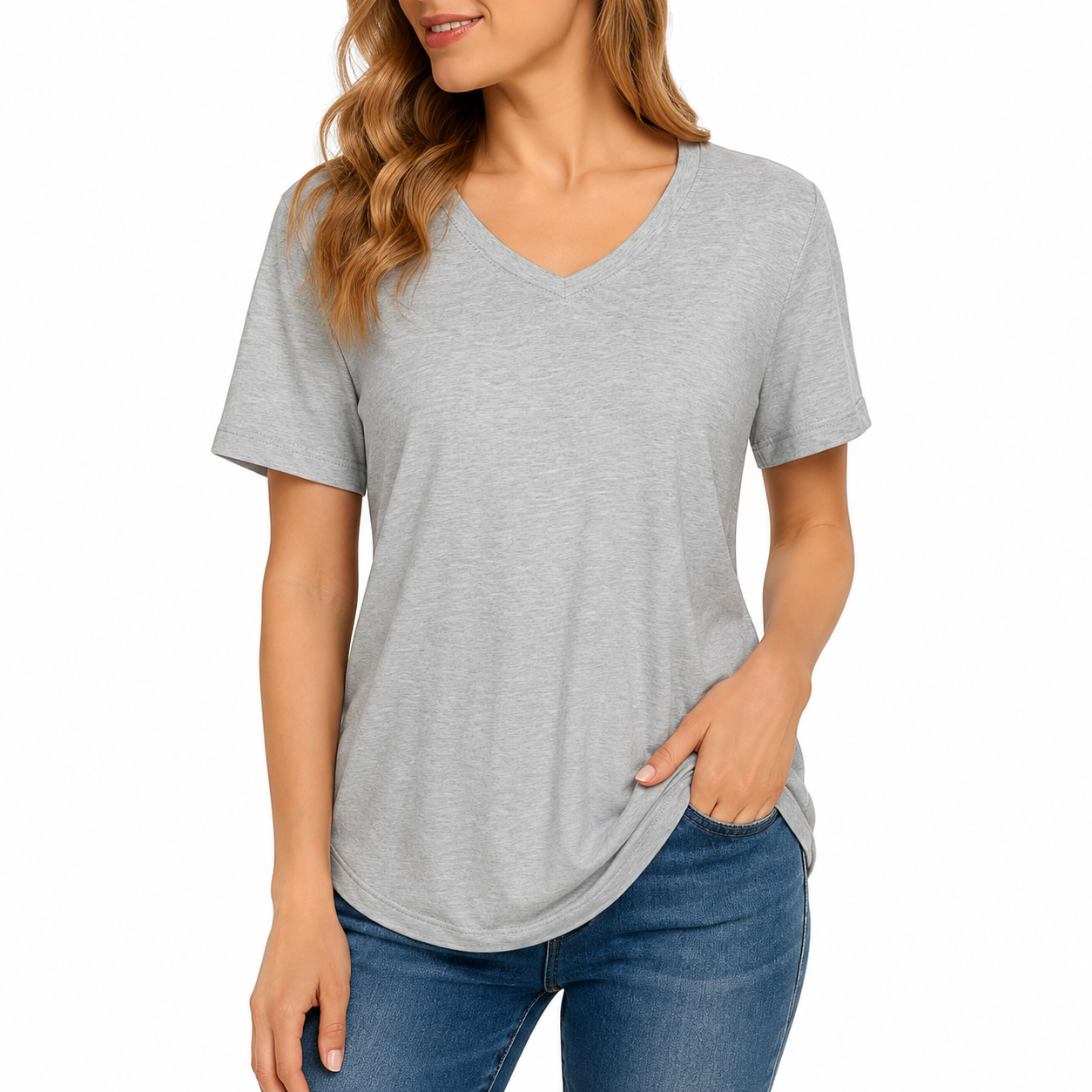 4 Pack V Neck T Shirts for Women Basic Tees Casual Short Sleeve Shirts Loose Fit Plus Size Tops Plain Summer Clothes