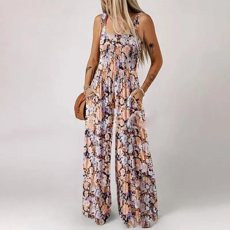 💕Women's Casual Print Sleeveless Overalls Jumpsuits