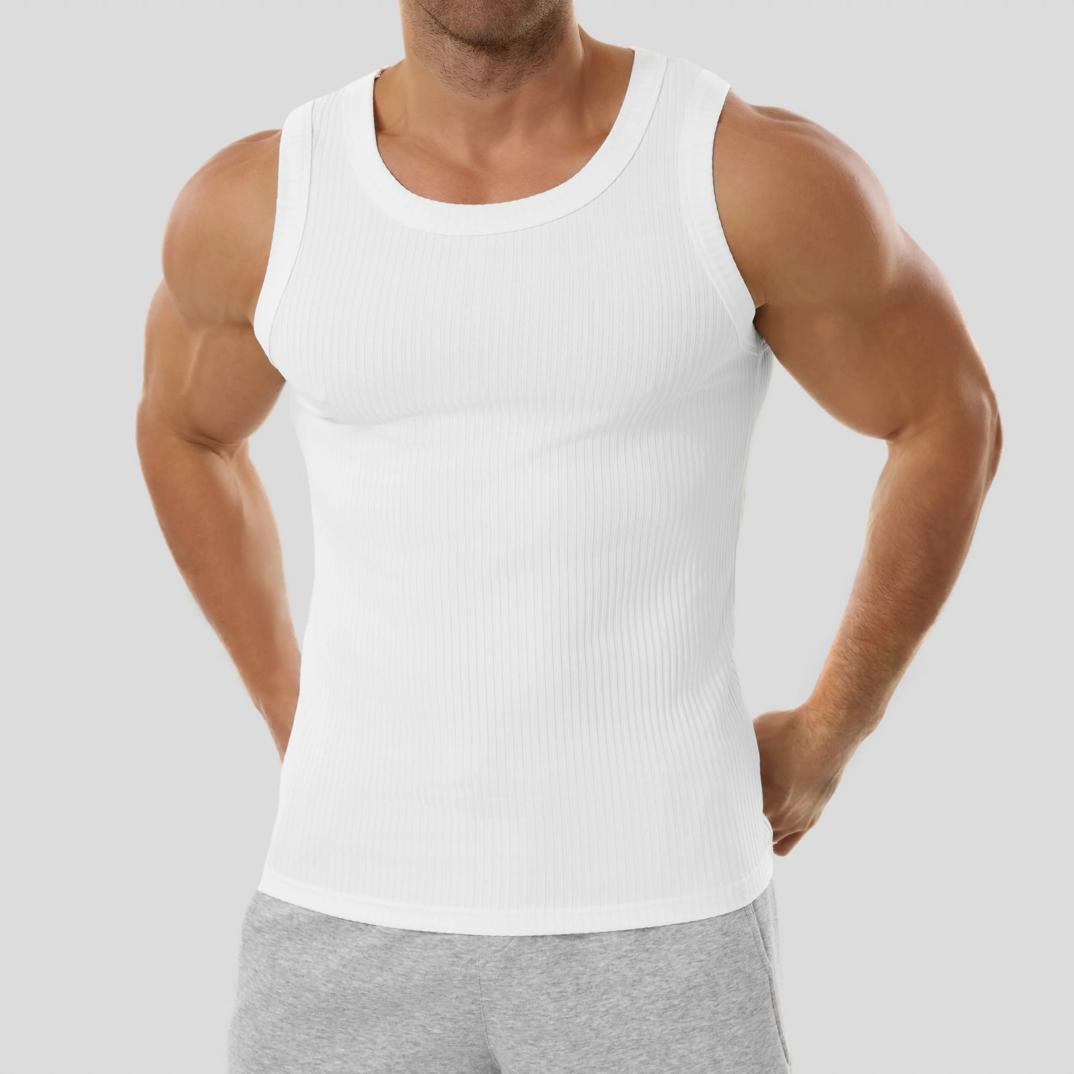 Men’s Wide Strap Ribbed Tank Top