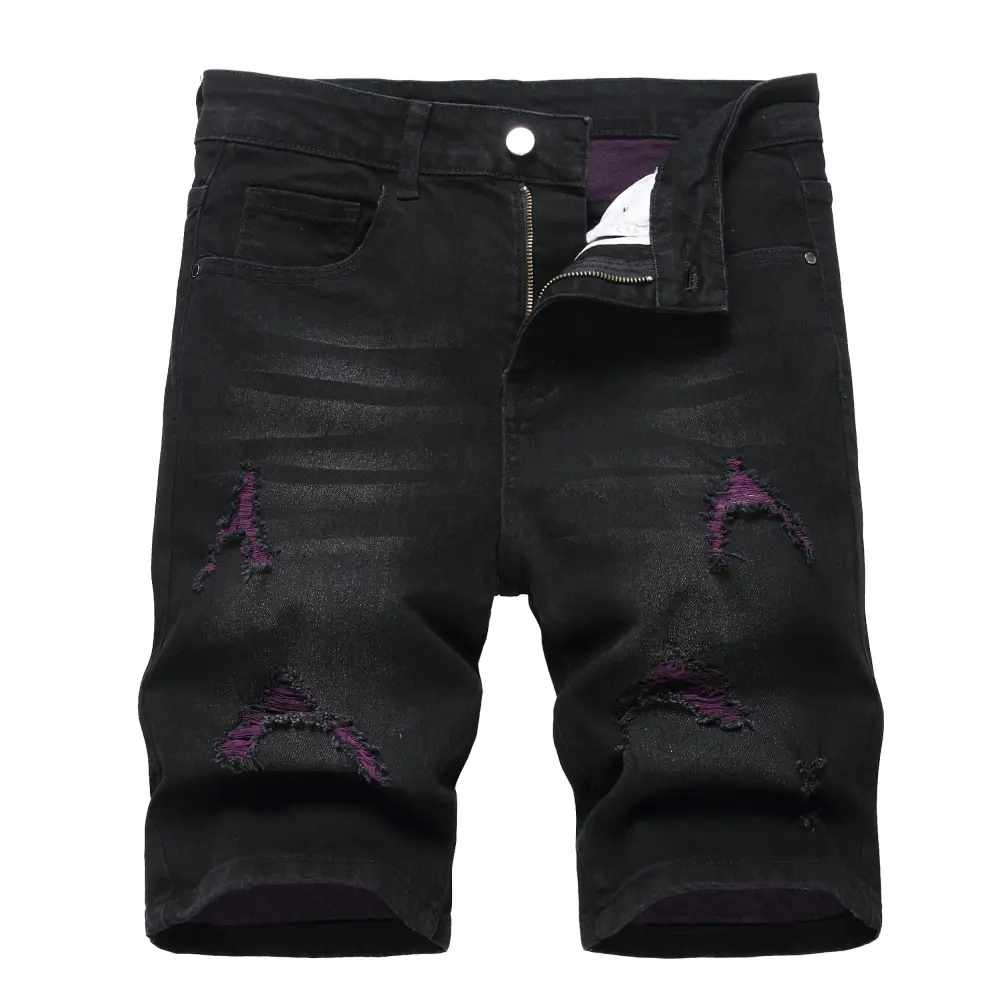 Men's Ripped Denim Shorts, Stretch, Distressed Street Style