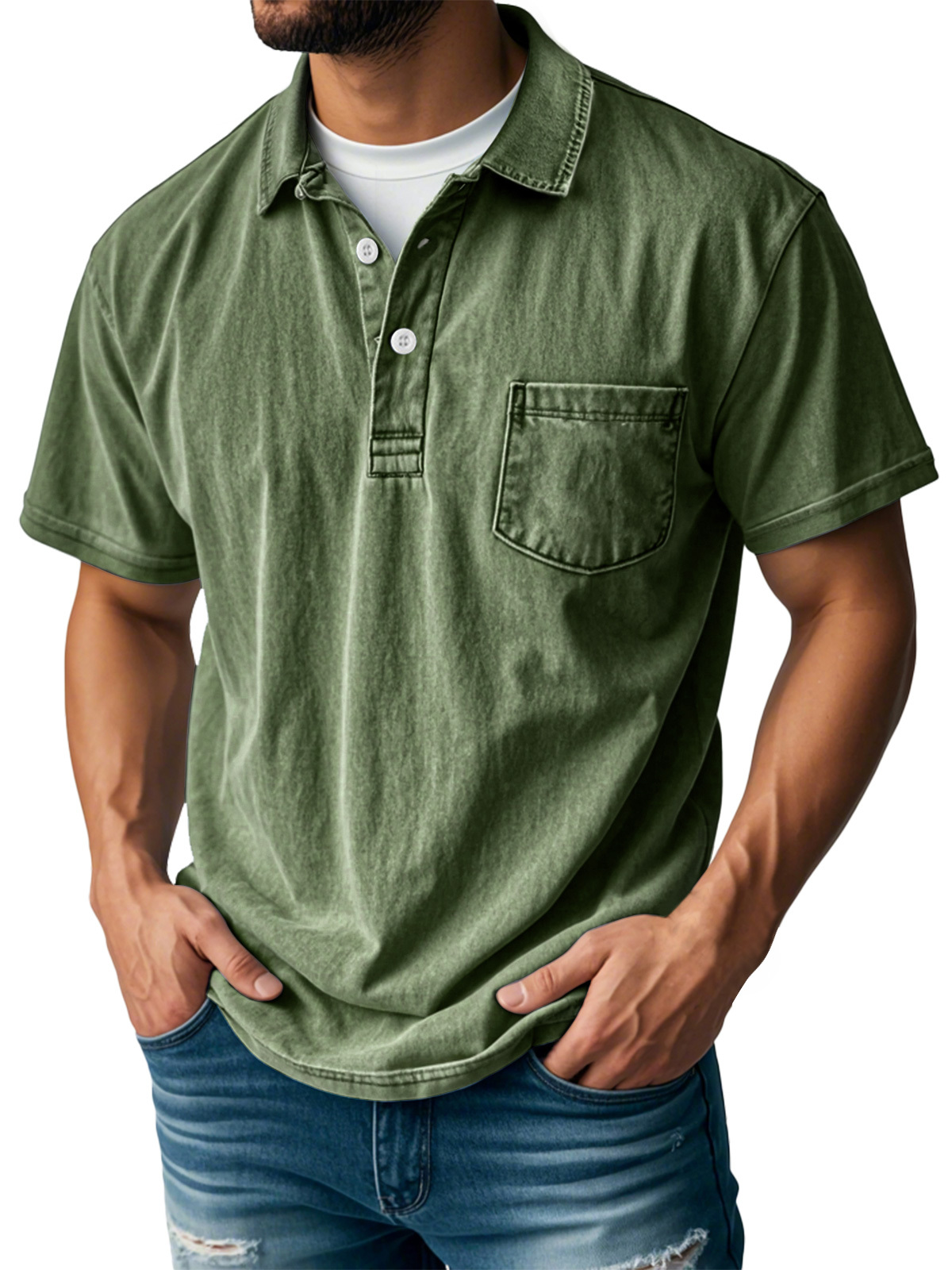 🔥Last Day 89% OFF🔥Men's Retro Lapel Button Pocket Casual Short Sleeve POLO Shirt