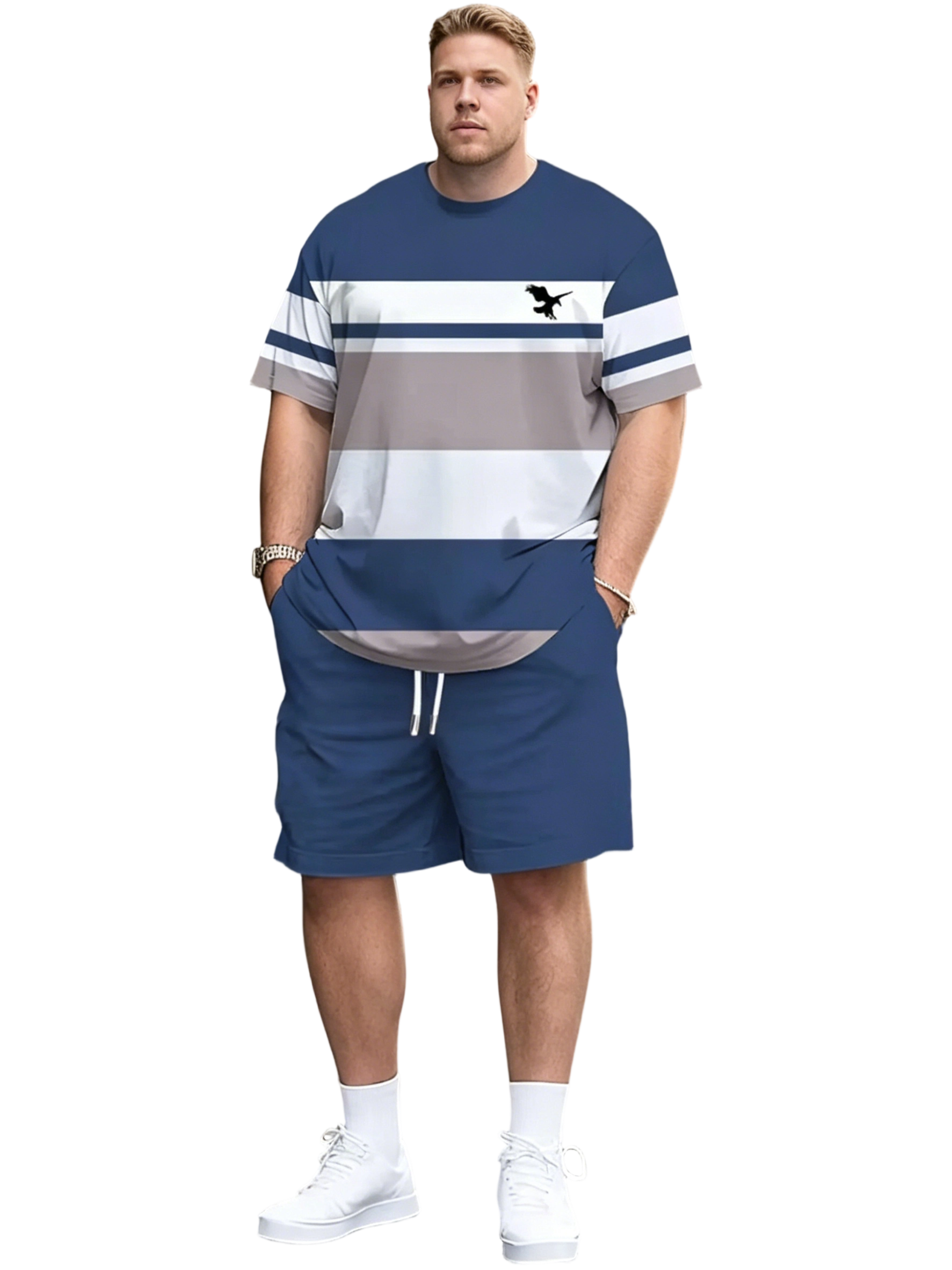 Men's Breathable 3D Print Casual Athleisure T-Shirt Shorts Set
