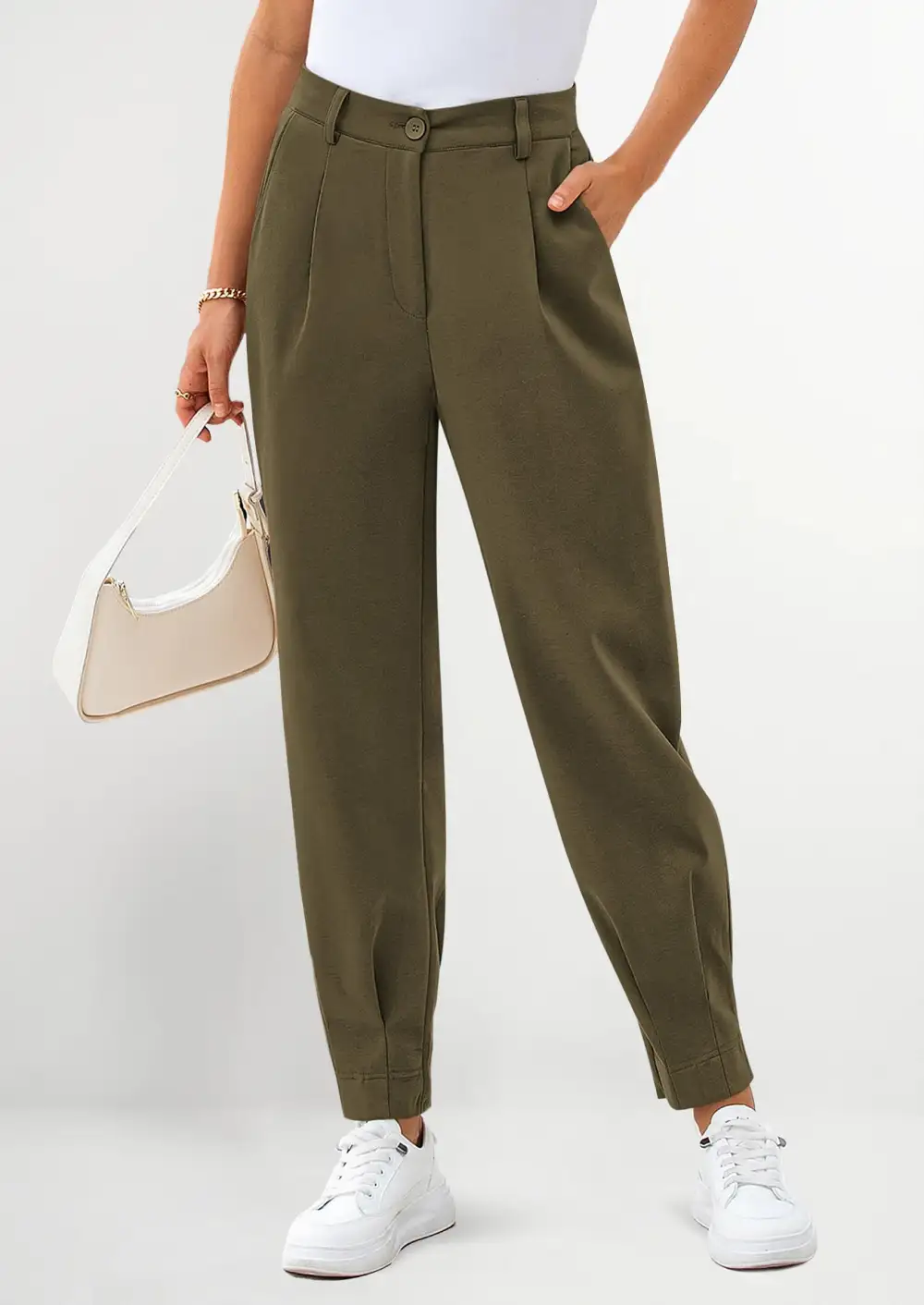 Womens DressPants Business Casual Trendy HighWaisted Ankle Length DressyTrousers Slacks Work Clothes