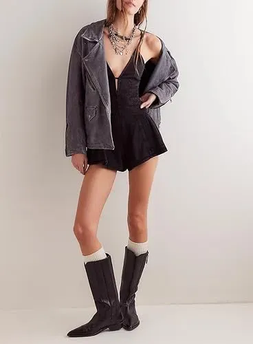 Women's Sleeveless Deep V Neck Shorts
