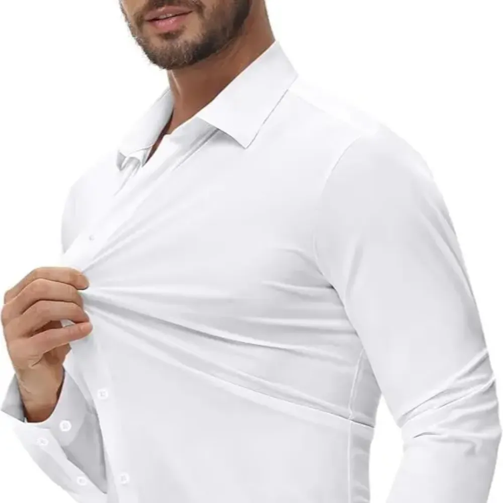 Men's 4-Way Stretch Long Sleeve Dress Shirt