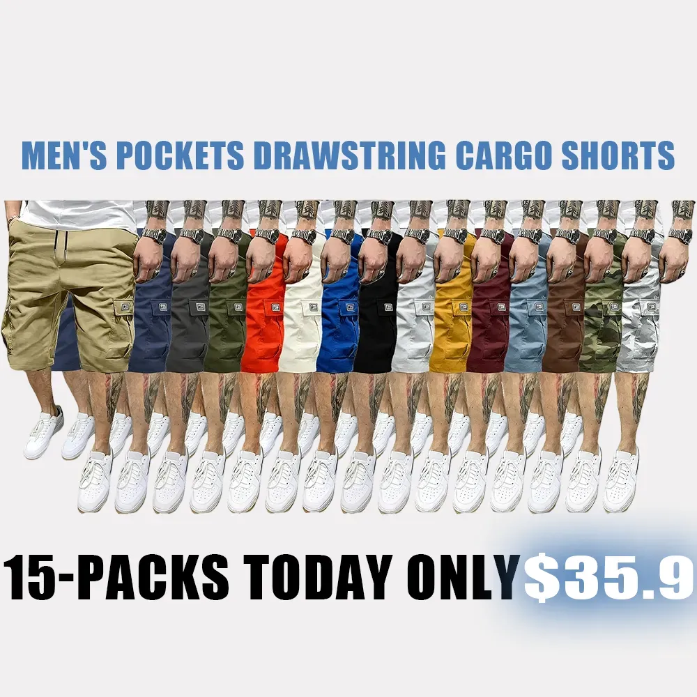 Men's Pockets Drawstring Cargo Shorts