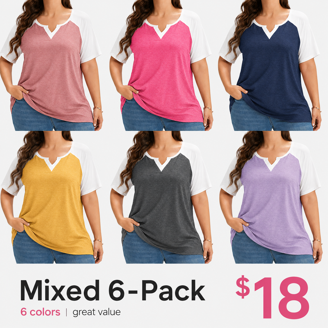 Plus size colorblock raglan tee color option 14