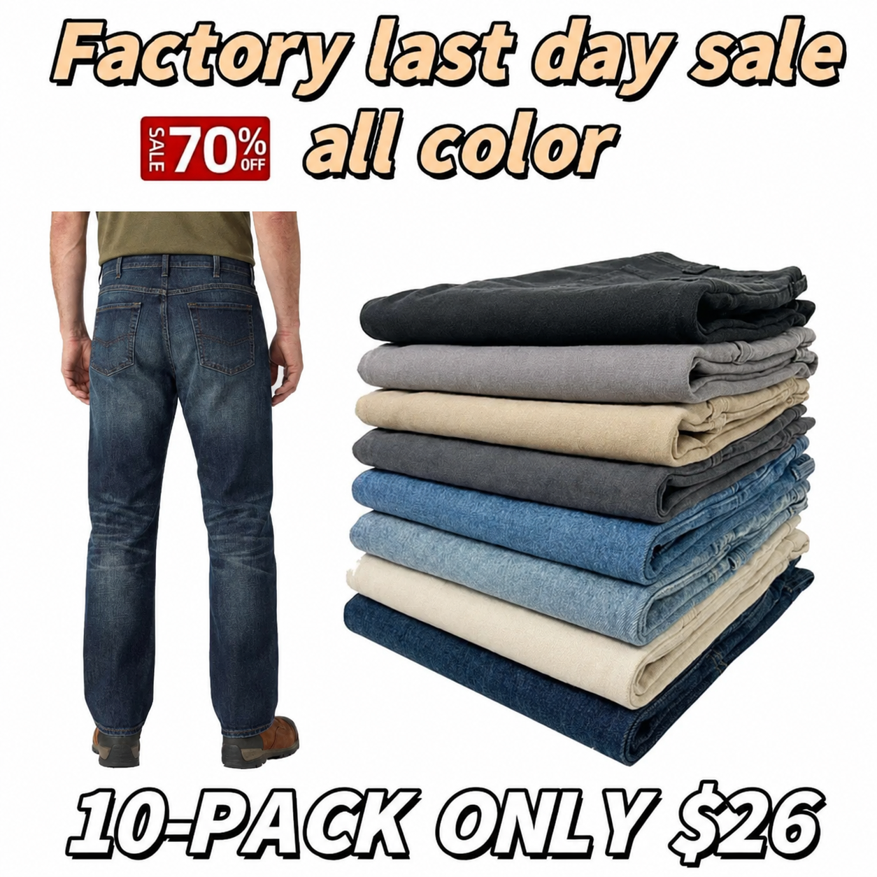 🔥 Men's Flex Jeans with 7 Pockets – Comfort & Utility