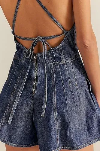 Women's Sleeveless Deep V Neck Shorts