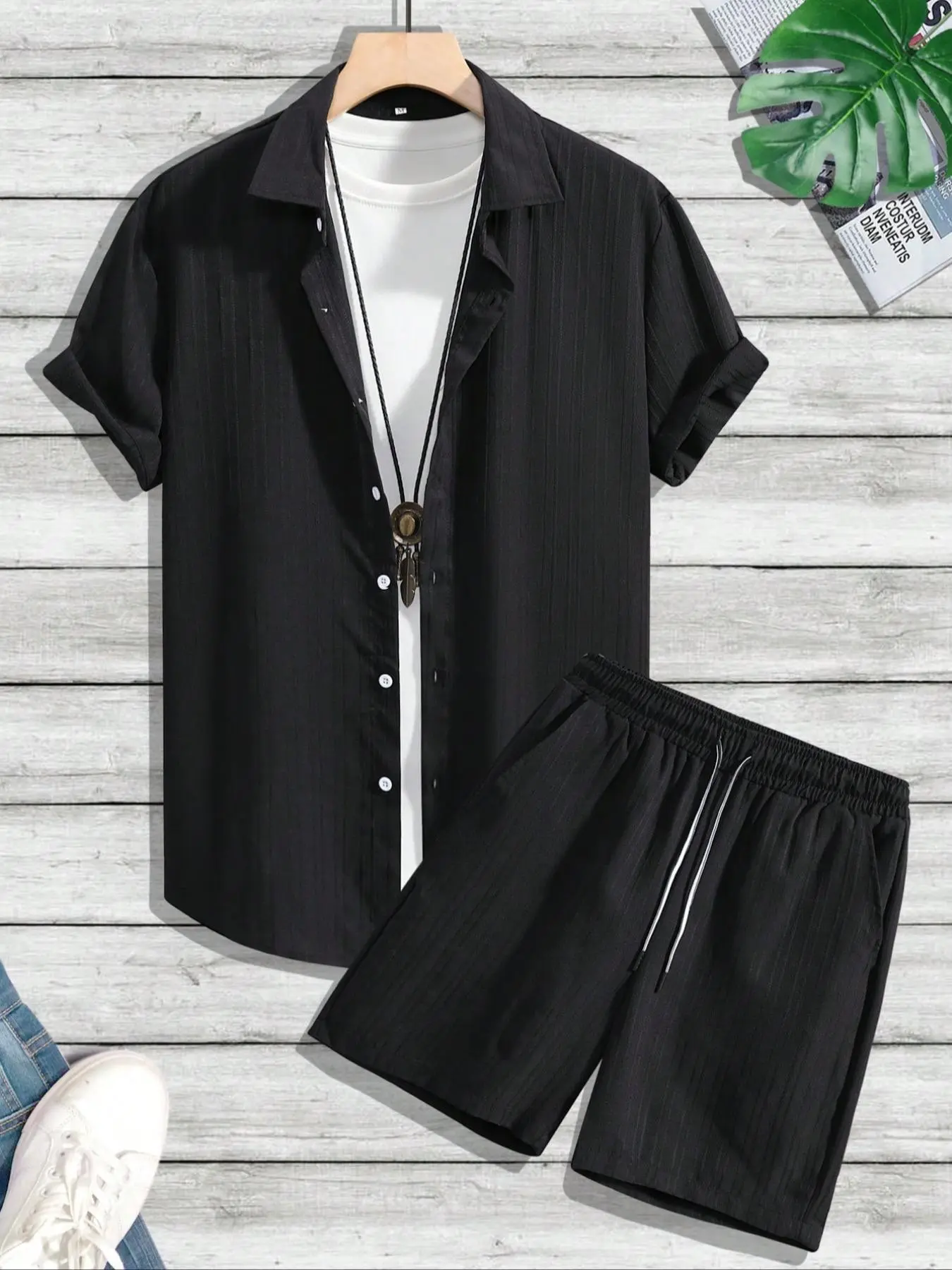 Men's Regular Fit Short Sleeve Shirt & Shorts Set ((8-Pack)
