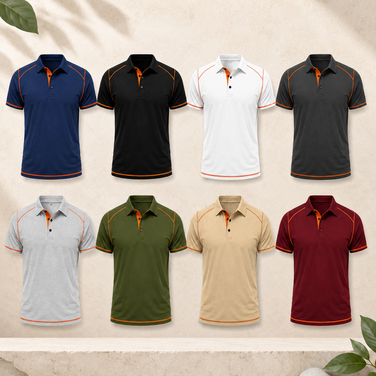 Men's Contrast Trim Short Sleeve Polo Shirt Pack