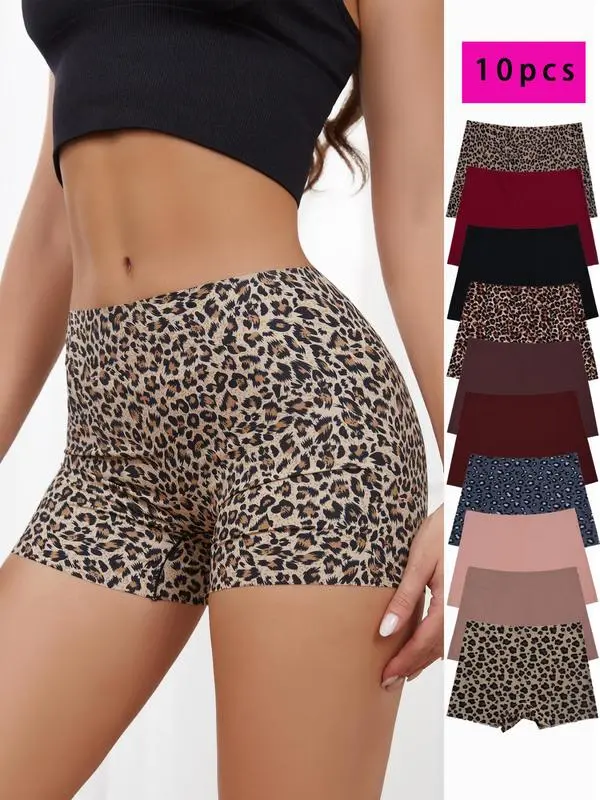 "10-Pack Women's SeamlessLeopard Print Bikini Underwear"