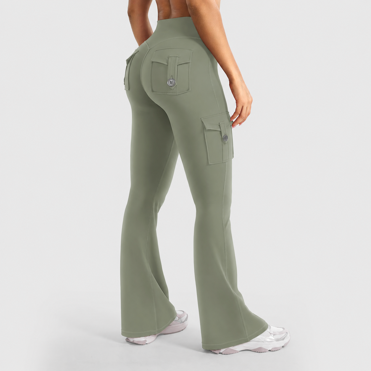 💥 8 Pack Only $24 | Women's Cargo Flare Leggings with Pockets 👖 High Waisted Hidden Scrunch Yoga Workout Pants ✨ No Front Seam Fitness Leggings