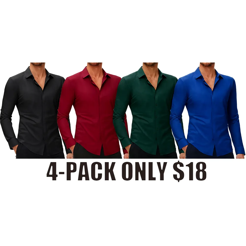 Men's 4-Way Stretch Long Sleeve Dress Shirt
