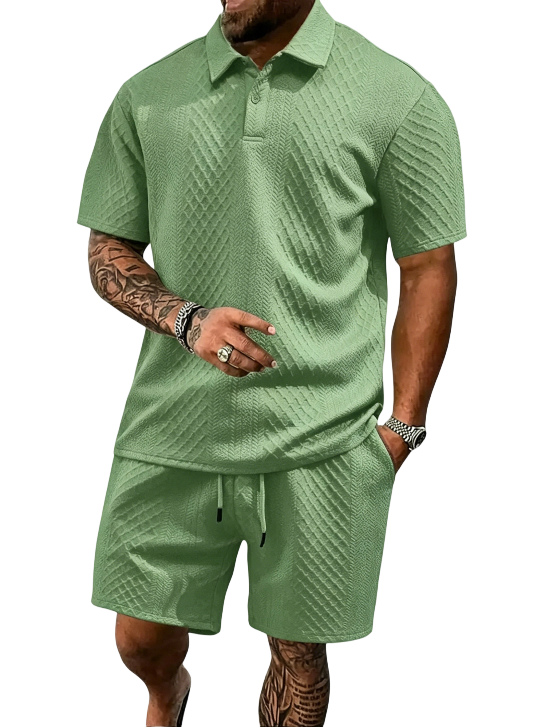 Men's Polo Shirt and Drawstring Shorts Set
