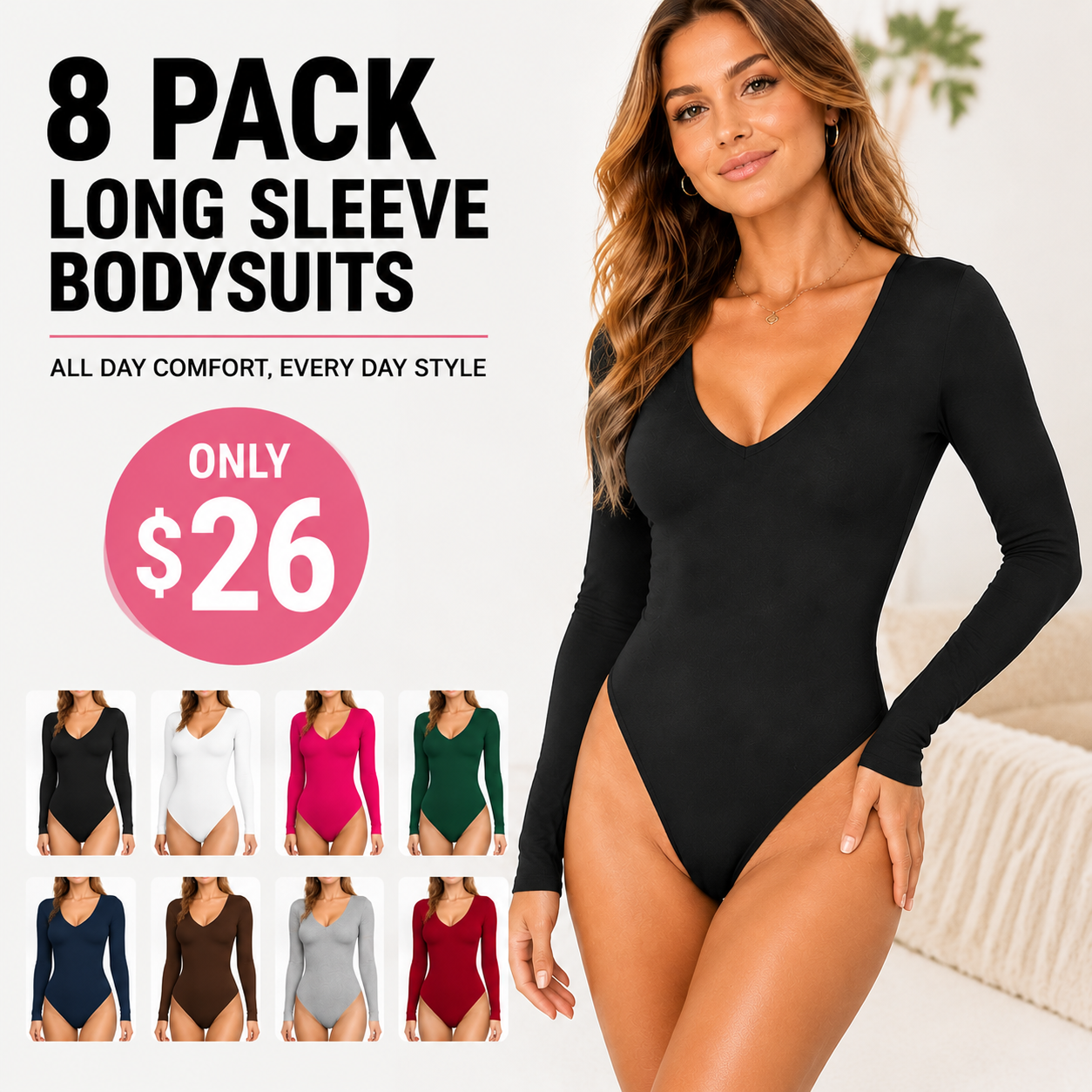 Women's long-sleeved and short-sleeved bodysuit, sexy V-neck slim fit autumn outerwear top