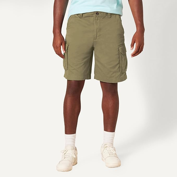 Desert Sage front view men's washed cotton twill cargo shorts