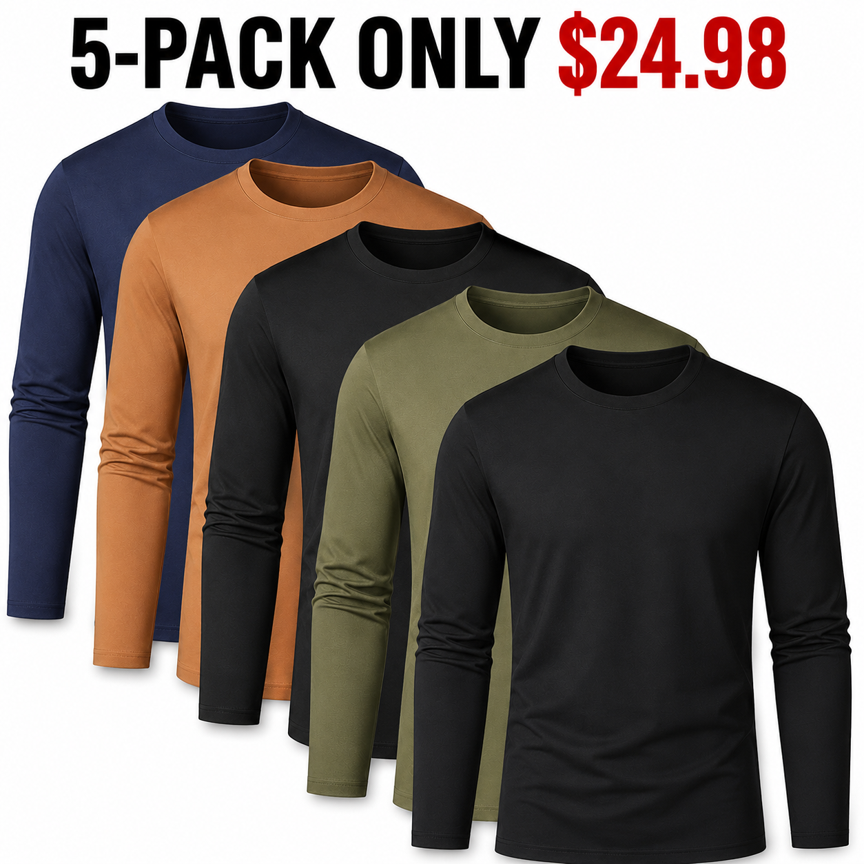 Men's Long Sleeve Casual Round Neck Tee - Regular Fit
